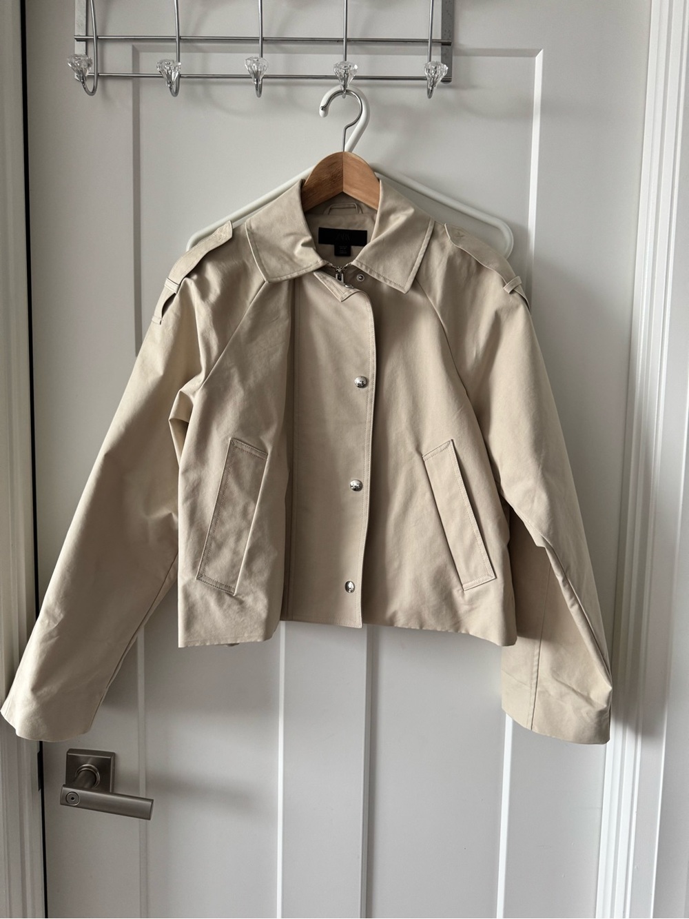 Zara Beige Cropped Trench Jacket